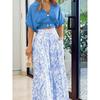 Women's Summer Casual Set Solid Color Shorts Shirt Printed Wide Leg Pants