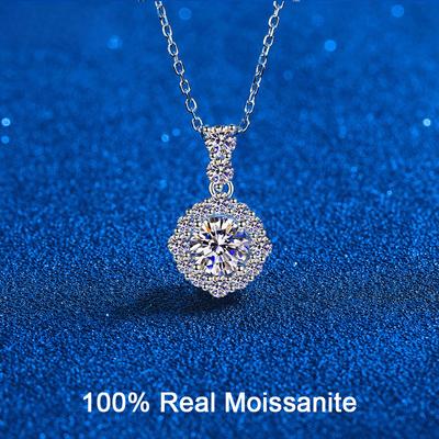 D Color Vvs Certified Moissanite שרשרת אופנתית מעבדה שנוצרה תליון יהלומים 100% כסף מלא תכשיטי חתונה