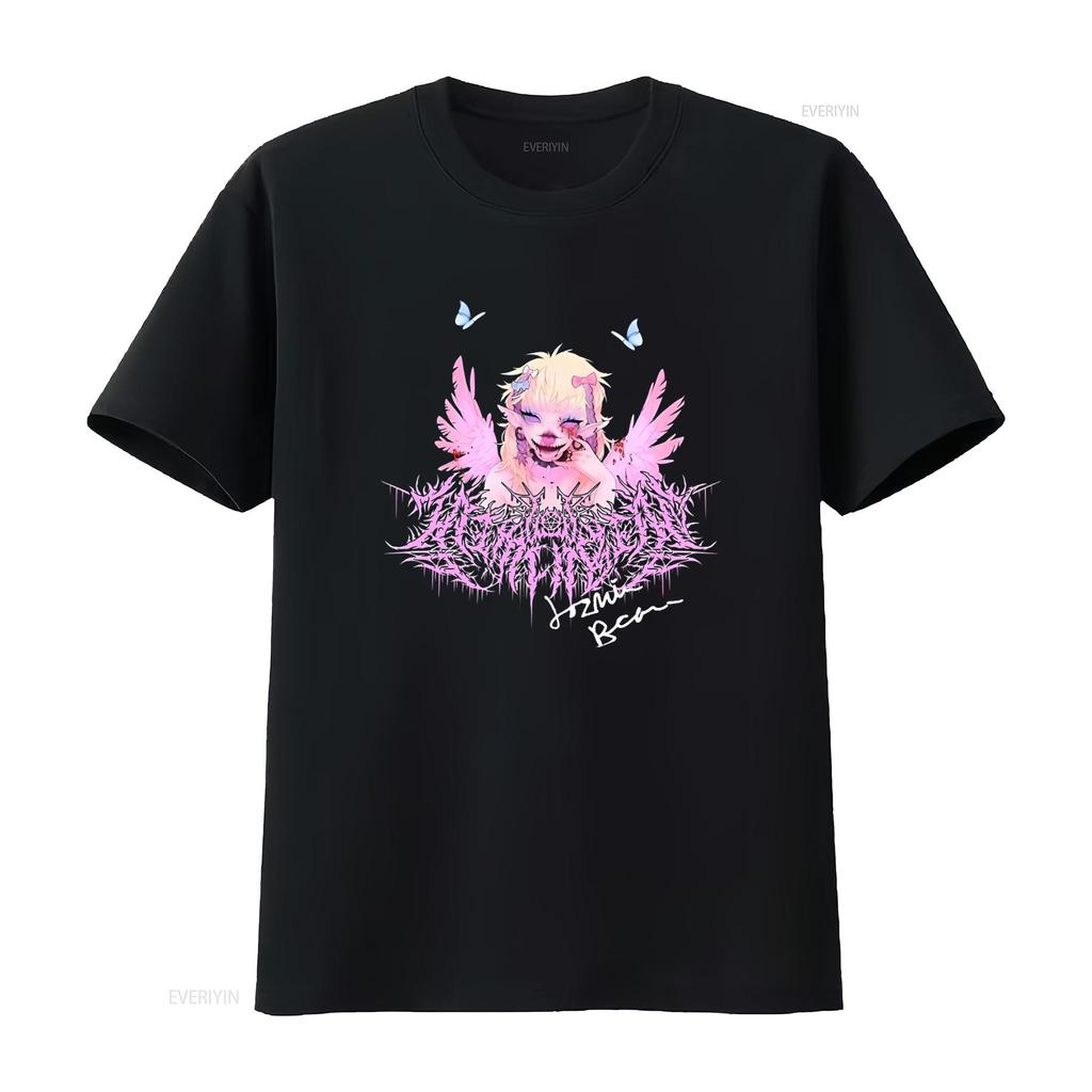 New Jazmin Bean Gothic Angel Wings Blood T Shirt Black Cotton Full Size S 3XL for Fans Vintage Washed Versatile Comfortable
