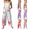 Damer Casual Overaller Jumpsuits Justerbara Axelband Ärmlös Jultryck Bekväma Rompers Med Ficka