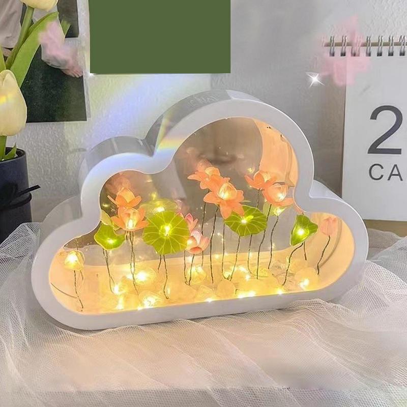 Flower Night Light Mirror Flower Mirror Nursery Night Light Romantic Desktop Decor Nursery Bedside Table Lamp Atmosphere