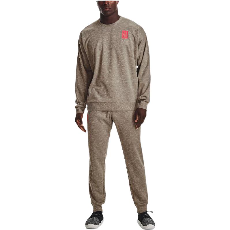 Under Armour Solid Color Letter Print Crew Neck Sweatshirt Men Sweatshirt Gray 1361757-279