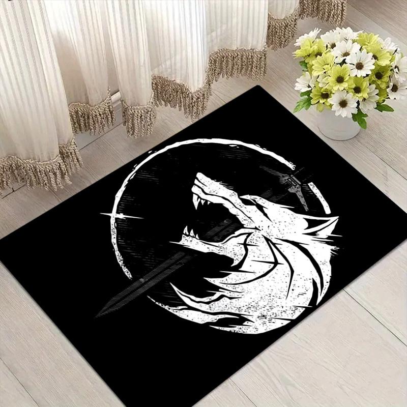 

1pc Viking wolf pattern Print, Design Indoor Area Rug - Soft, Anti-Slip, and Durable Gaming Room Decor for Bedroom, Living Room 60cm by 90cm