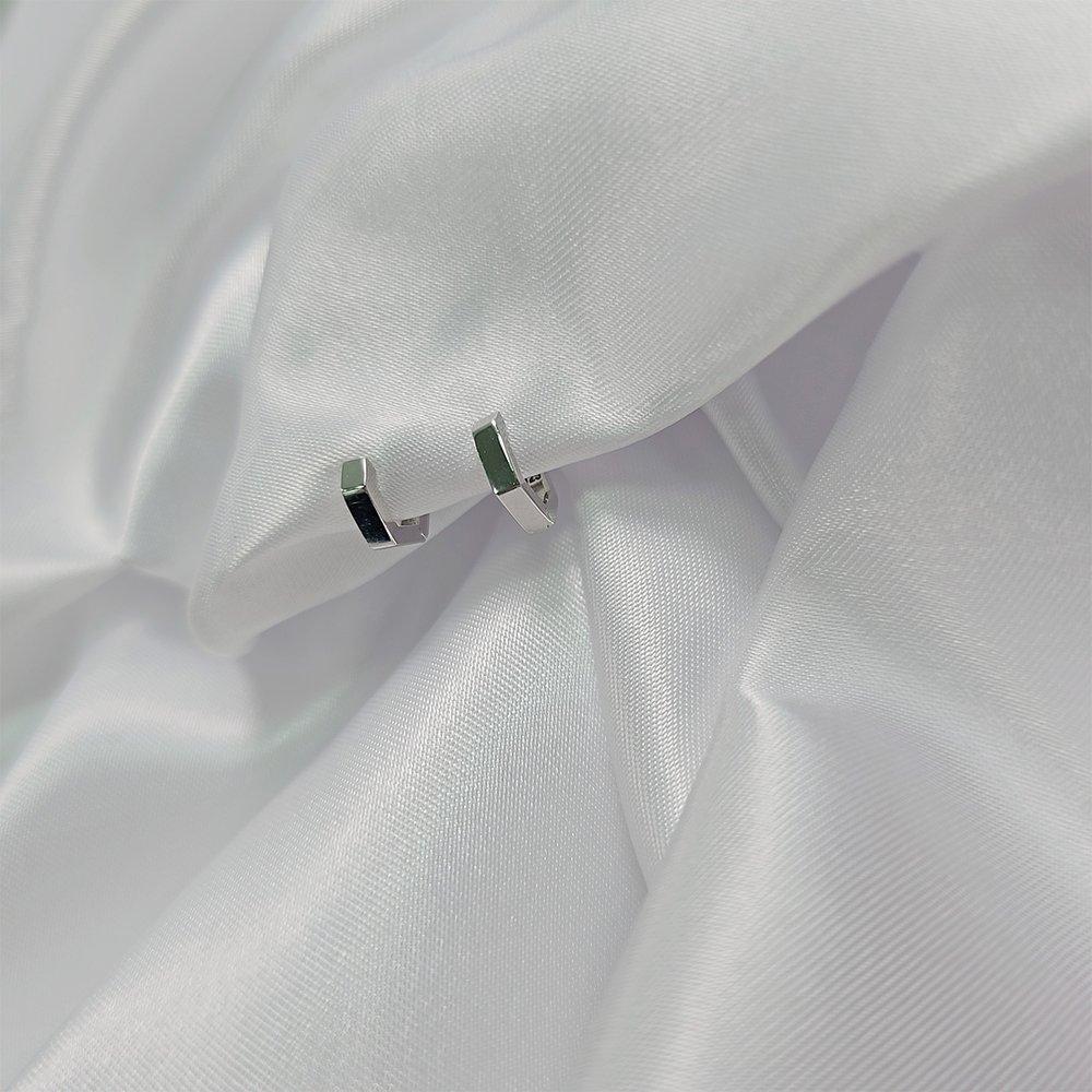 Silver Modern Hexagon One-Touch Earrings