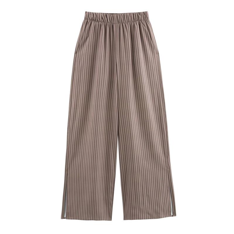 Женский полосатый асимметричный комплект: рубашка и пижамные штаны Large