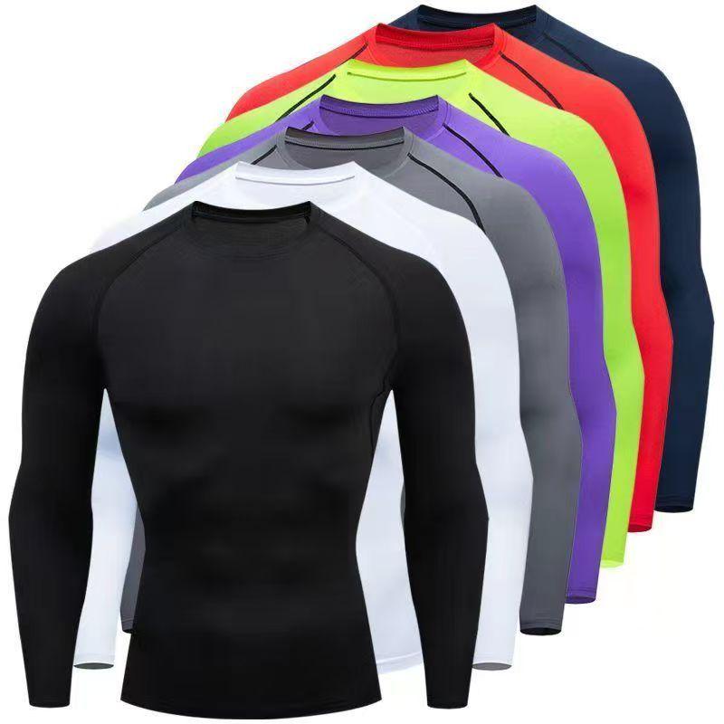 Men's Long Sleeve Compression Running T-Shirt - High Elasticity, Quick-Dry, Perfect for Training and Basketball.