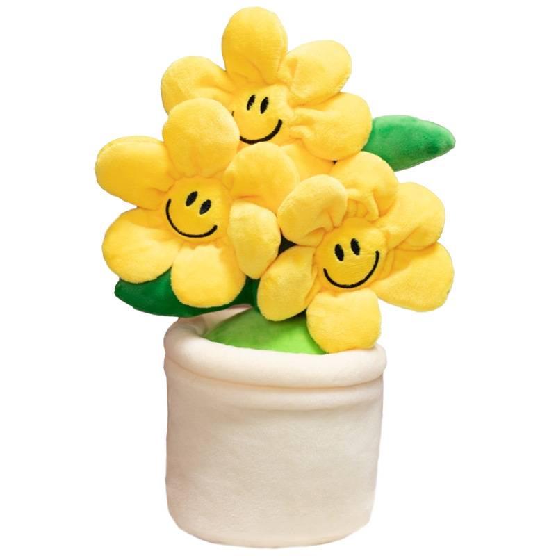 Sunflower Doll Plush Toy - Small Potted Plant Ornament for Home or Office Decor