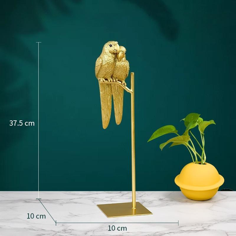 

European Style Creative Parrot Resin with Copper TV Cabinet Decor Living Room Home Ornament золотой