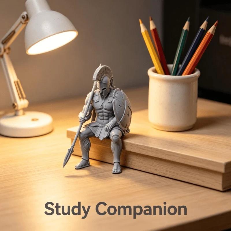 Sitting Spartan Warrior Figurine 3D Printed Hanging Leg Greek Statues Display Screen Mini Decor for Gaming Desktop Office Gifts