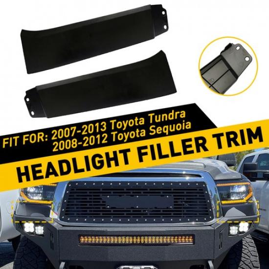 2PCS Headlight Molding Trim Lower Filler For Toyota 2007-13 Tundra 08-12 Sequoia