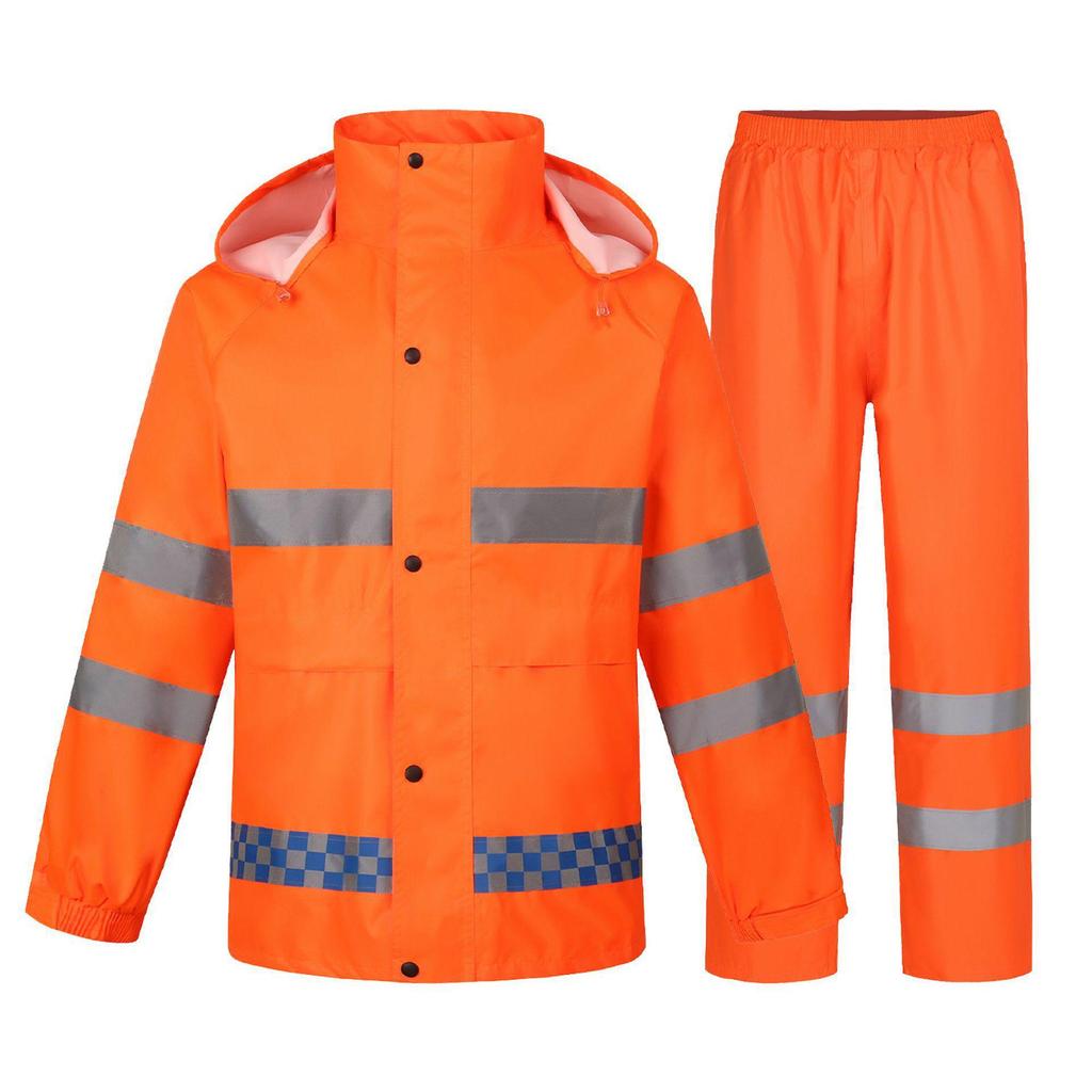 Reflective Split Raincoat Suit for Traffic and Sanitation Workers