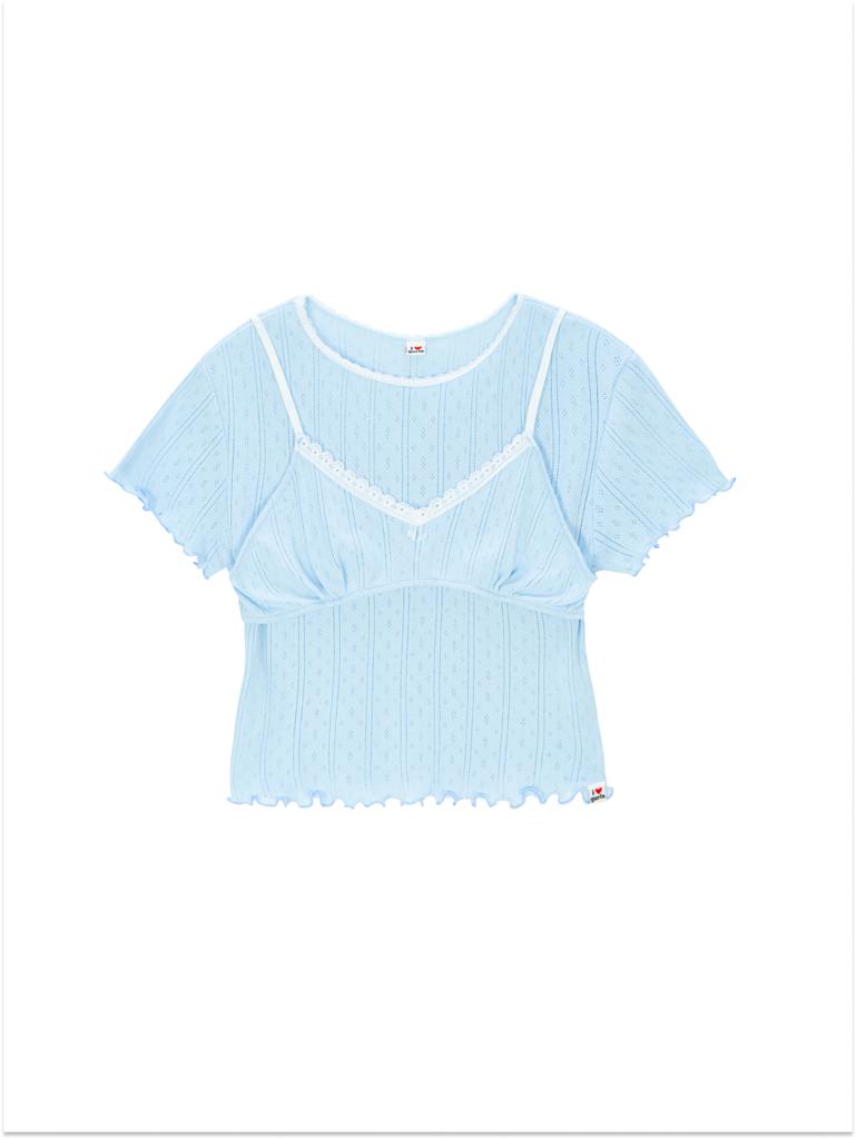 ASIF CALIE Lovely Eyelet Bra T-Shirt Set Blue