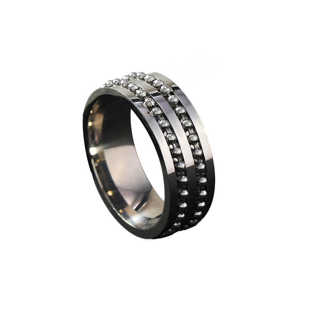 Titanium Steel Men's Fidget Ring: Chain Rotatable Punk Style