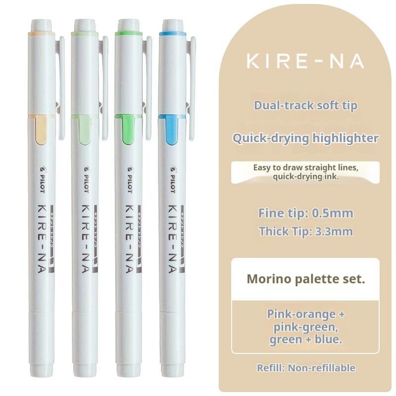 Japanischer Pilot KIRE-NA Doppelgleisiger Soft-Spitzen-Textmarker, 3,3 mm breite Spitze + 0,5 mm feine Spitze, Studien-Essentials für Studenten zum Markieren von Notizen