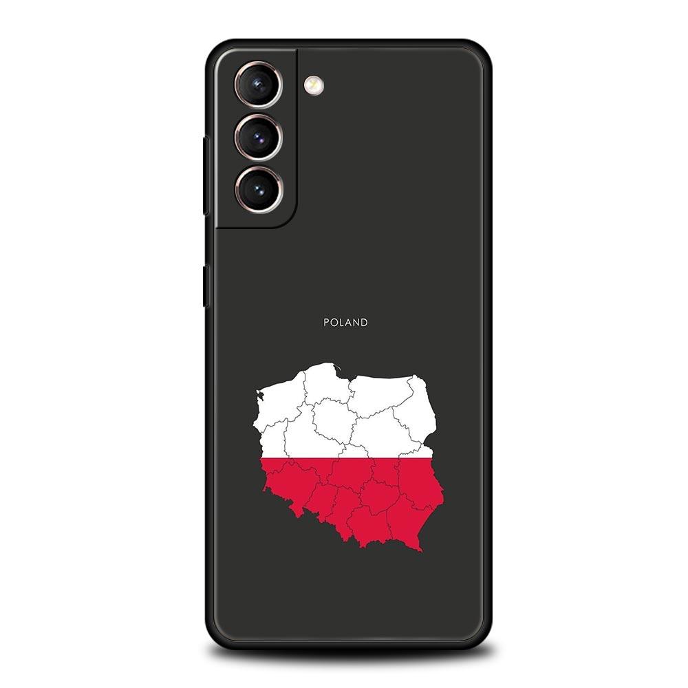 Polish Flag Soft Phone Case For Samsung Galaxy S25 Edge S24 Plus S23 FE S22 S21 S20 Ultra 5G S10 Black Protect Cover