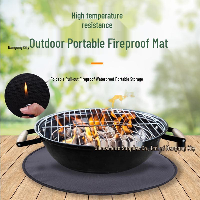 Fireproof Outdoor Camping BBQ Mat - Round/Square Ash & Grill Protector