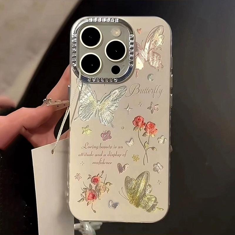 

Роскошный красочный чехол для телефона с цветами, бабочками и блестками для iPhone 11 12 13 14 15 16 Pro Max, модный противоударный бампер, мягкая накладка 14 pro max