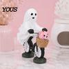 Halloween Ghost Bike Ornament Riding Bicycle Resin Figurine, Spooky Desk Shelf Decor for Handmade Holiday Gift Enthusiasts Home Entryway, Hand-Painted