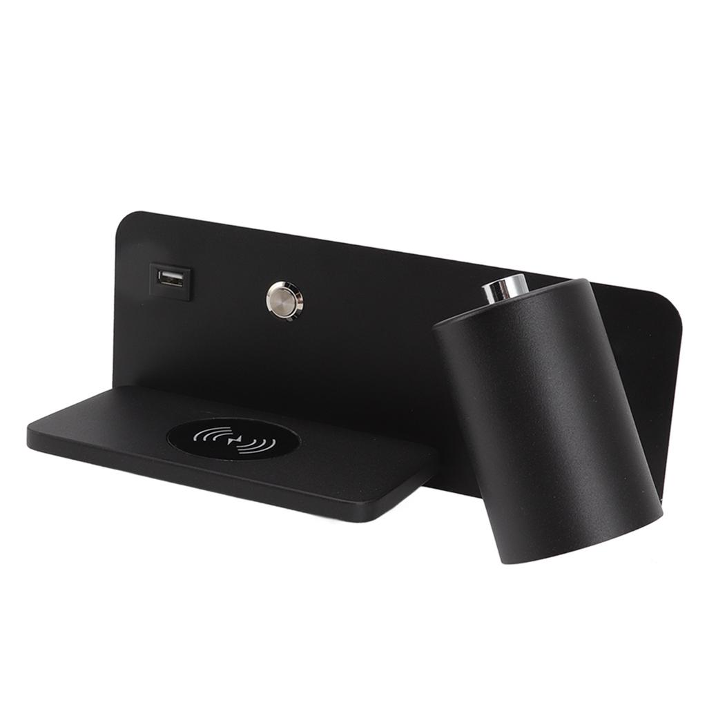 LED Wall Light USB Interface Wireless Charging LED Wall Lamp for Living Room Bedroom 85?265V Black