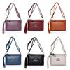 Retro Multiple Zip Pockets Shoulder Bag Soft Square Phone Bag PU Leather Crossbody Bag  Elderly