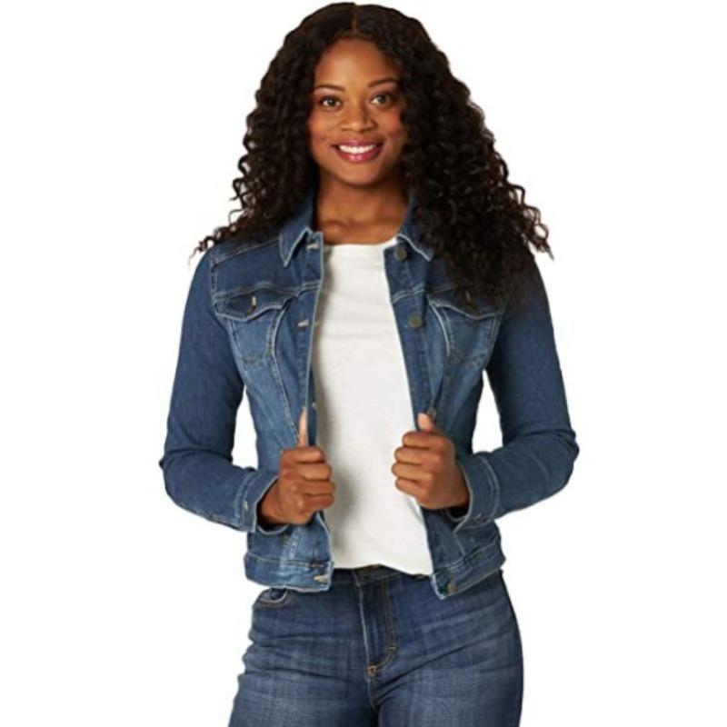 Women's Clothing European and American Fashion Short Denim Jacket Women's Slim Long-sleeved Jacket
