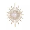 Fashionable and Elegant Brooch, High-end Women's Light Luxury Full Diamond Sunflower Brooch, Elegant Pearl Brooch