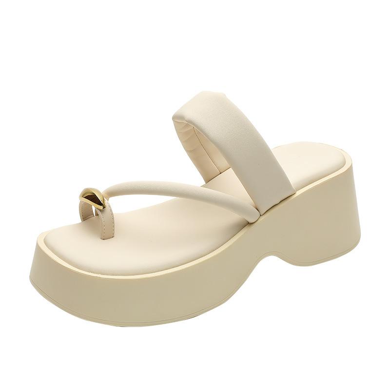 thick-soled heightening set of toe sandals for women's beach vacation style summer new slippers for women to wear muffin waterproof table slippers