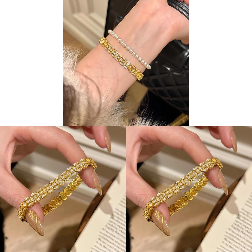 Geometric Zircon Copper Coin Bracelet For Women Gift Gift Giving