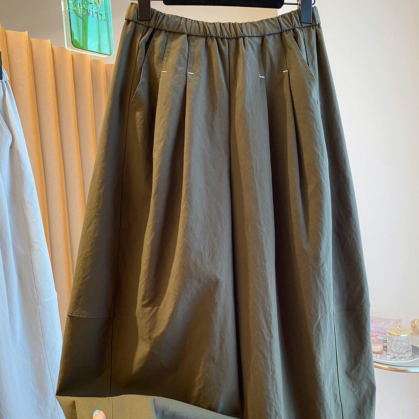 

Women s Dark Blue Elastic Waist Cropped Wide-Leg Pants - Slimming, Loose, and Versatile M (80-110 Jin) армия зеленый