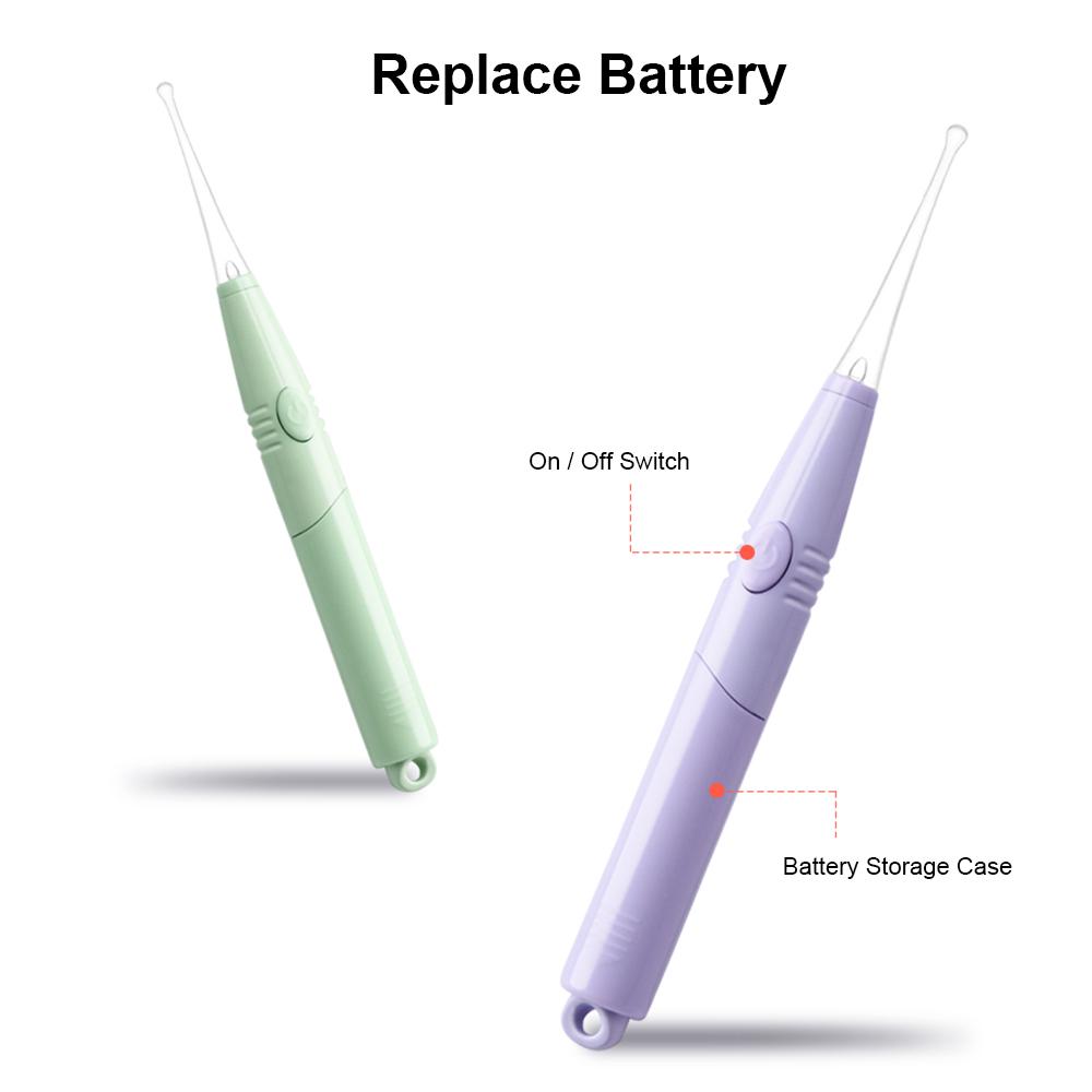 2PCS Earwax Removal Set Earspoon Ear Pick Stainless Steel Earwax Remover Spoon with LED Light