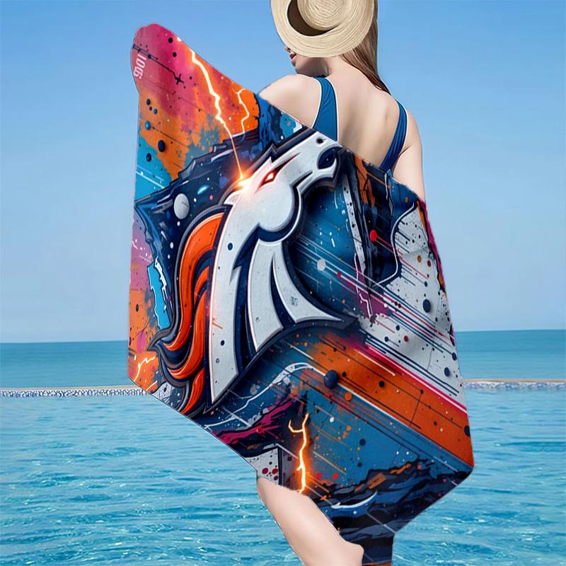 Denver Broncos Logo Microfiber Beach Towel, Lightweight And Quick-Dry, for Summer Travel, Beach Essential, Swimming Pool