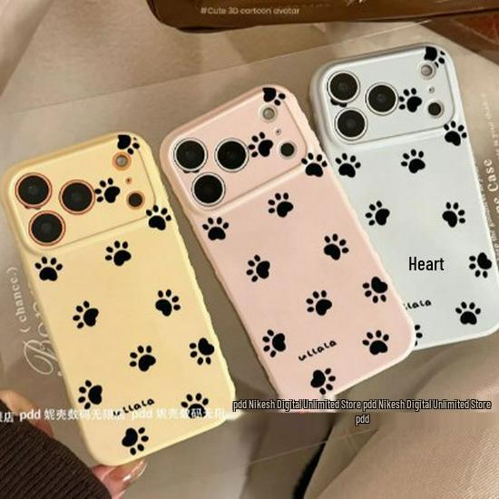 Cat Paw Print iPhone 17 Pro Max Case with Large Heart Window - Style 161514