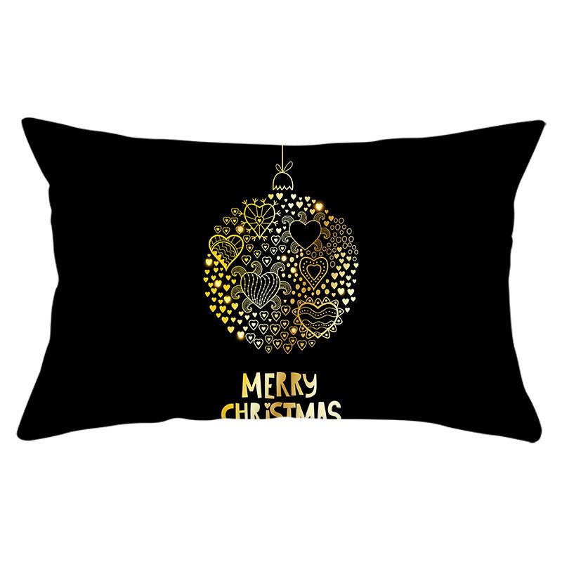 New Black Gold Series Christmas Peach Skin Print Waist Pillow Cover Home Accessories Cushion Cover Sofa Cushion Cover