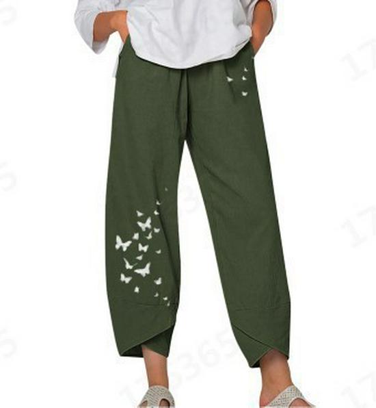 Women's Solid Color Casual Loose-Fit Nine-Point Pants (Plus Size)