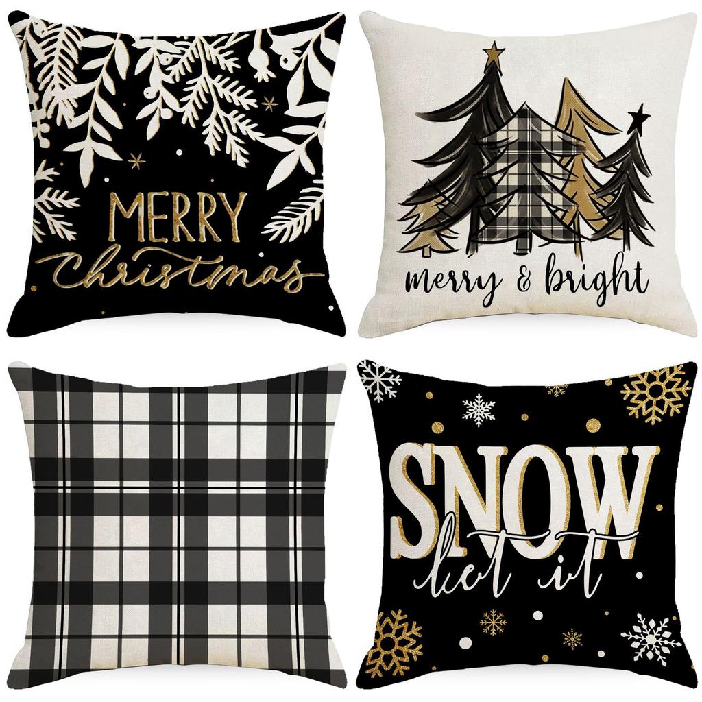 New Christmas Themed Christmas Tree Snowflake Decoration Pillowcase Made of Linen