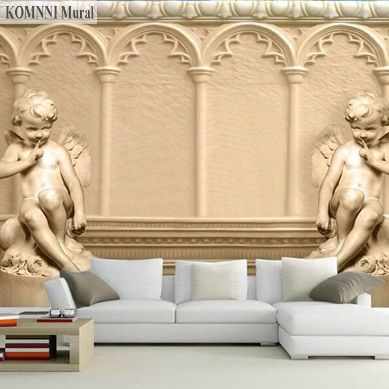 3D nástěnná tapeta Evropský styl 3D stereoskopický anděl Obývací pokoj TV Pohovka Pozadí Tapeta do ložnice