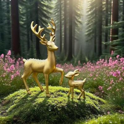 1 Pair of Deer Sculpture Christmas Small Reindeer Figurine for Living Room TV Cabinet Home Office Decoration