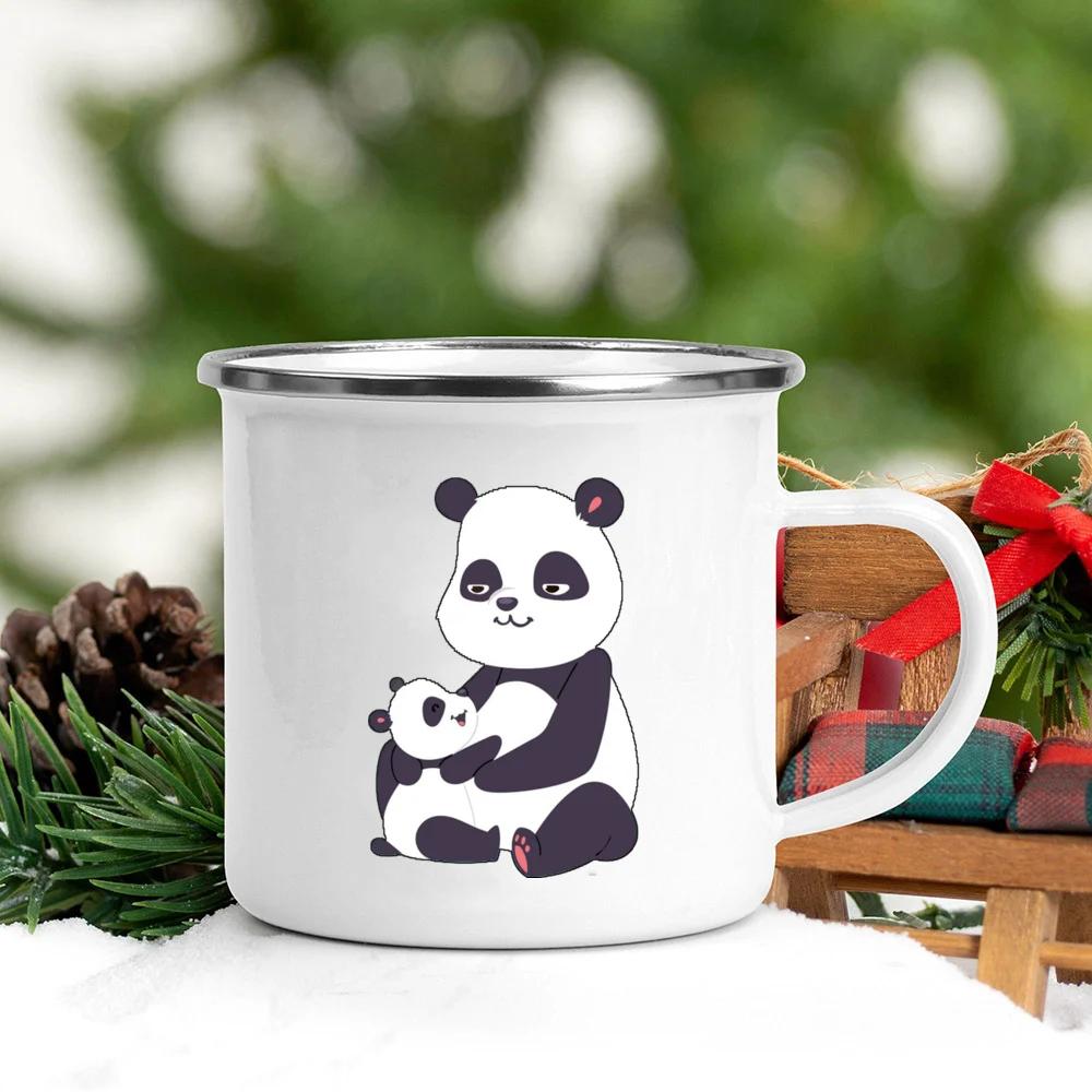 Panda Bear Mug Girlfriend Gift Ideas Cute Coffee Mug Panda Gifts Camper Decor Camping Enamel Mug Birthday Gifts for Friend