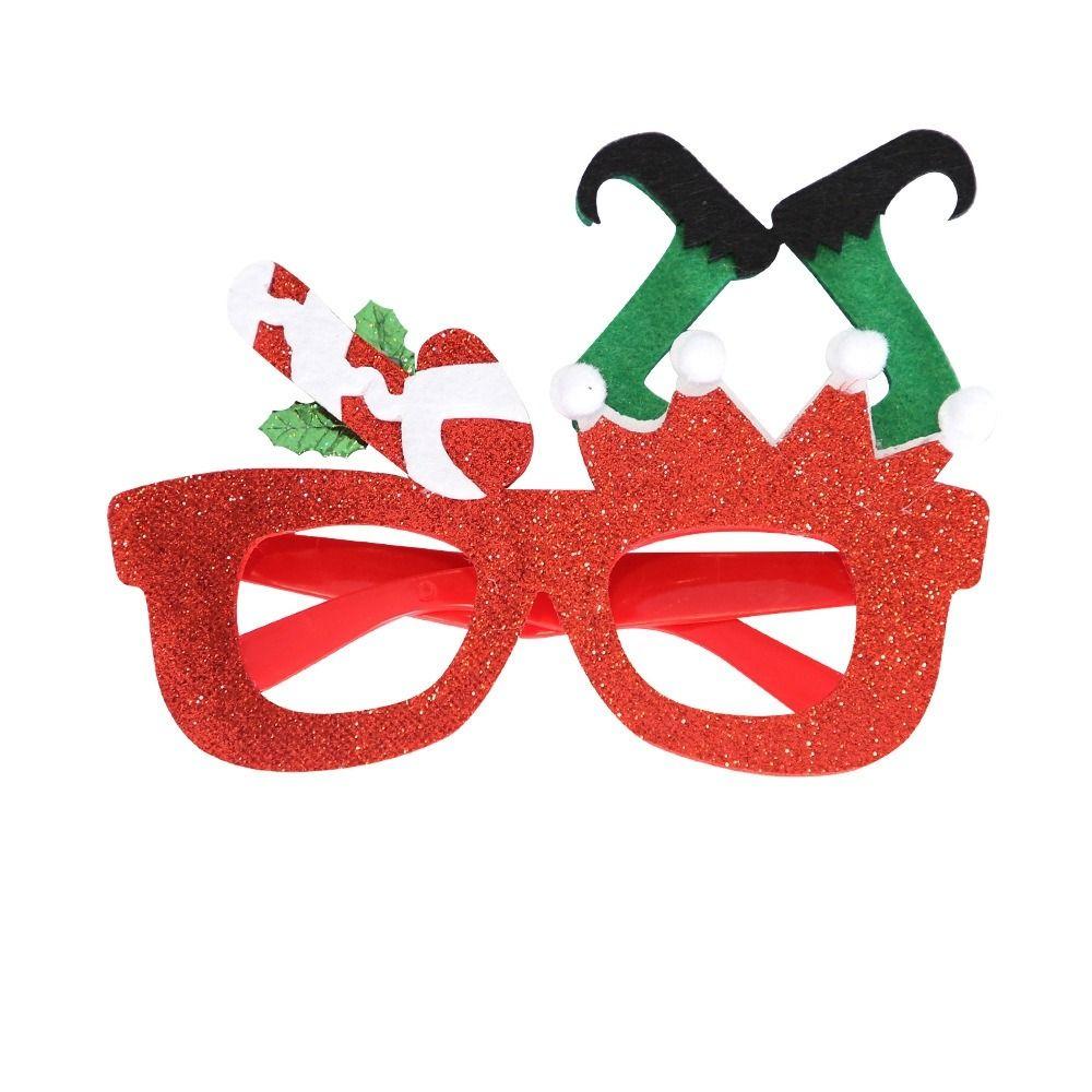 Red Santa Claus Eyeglasses Christmas Decorative Glasses Party Decorations Christmas Frame Glasses