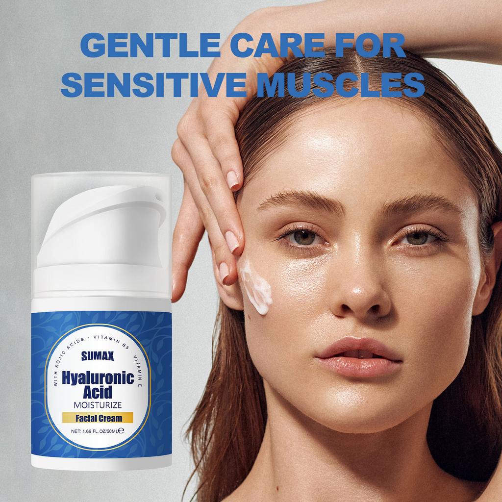 50ml Push Bottle Hyaluronic Acid Facial Cream Mooth Delicate Radiant and Translucent Rapid Absorption of Skin Retinol Anti Aging Serum