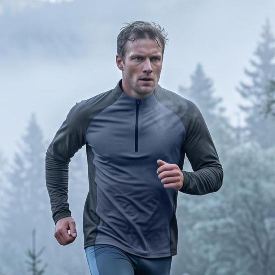 Men’s Active Quick Dry Summer Wear Casual Long Sleeve Shirts Half-zip