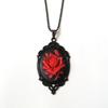 Retro Victoria Zwart Ovaal Stereo Reliëf Rode Zwarte Rozenbloem Hanger Kralenketting Ketting voor Vrouwen Sieraden Accessoires Cadeaus