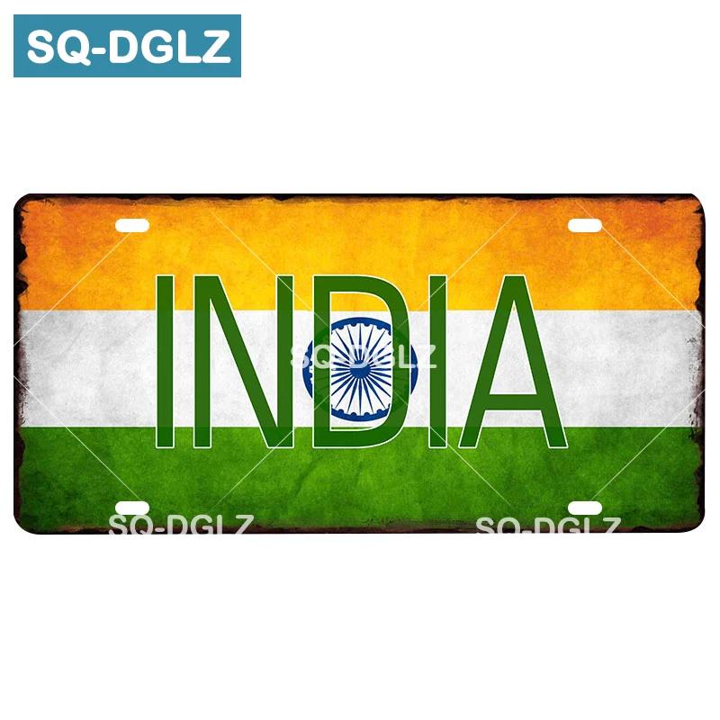 Custom National Flag License Plate Bar Wall Decoration Tin Sign Country Metal Sign Home Decor Painting Plaques Poster