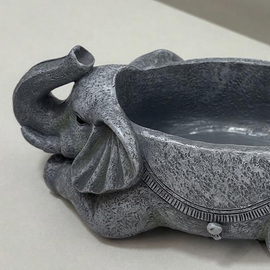 Elephant Planter Resin Elephant Animal Flower Pot Decorative Plant Holder with Drainage Hole for Indoor Outdoor Garden Patio Desk Home Decor