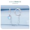 Avle Sterling Silver S925 Heart-Shaped Moonstone Chain Double Ear Cuff Earrings BSE809