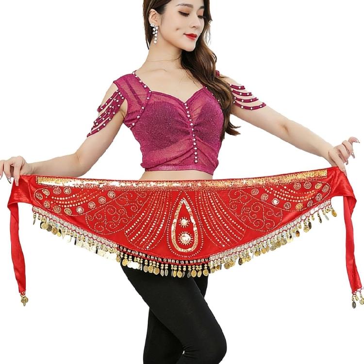 Dynamic Fringe Embroidered Sequins Waist Chain Belly Dancing Wrap Skirt Nonslip Waist Chain for Women and Girls
