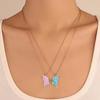 Popular 2-piece Set, Colorful Butterfly Necklace, Simple and Versatile Butterfly Couple Friendship Necklace