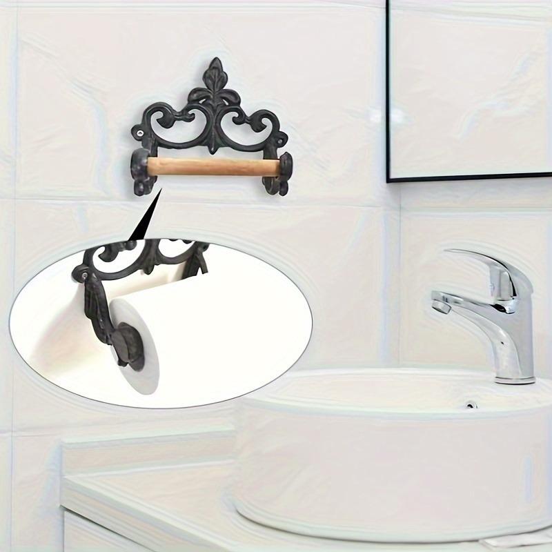 1 ks Vynikající držák na toaletní papír a ručníky z tepaného železa ve francouzském stylu - Nástěnný dekorativní stojan s úložným prostorem na role papíru