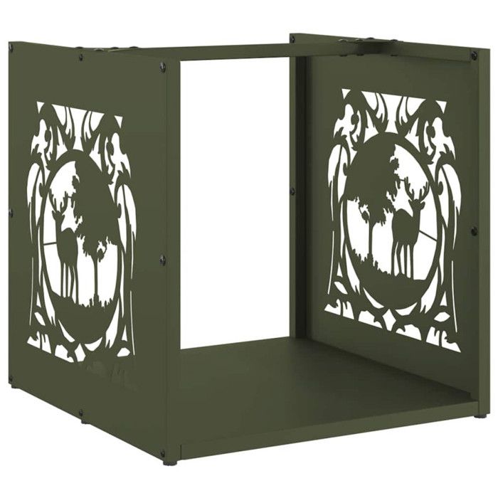 VidaXL Portant de bois chauffage vert olive 40x40x40 cm, support à bûches de cheminée, support à bûches, support à bûches 864252