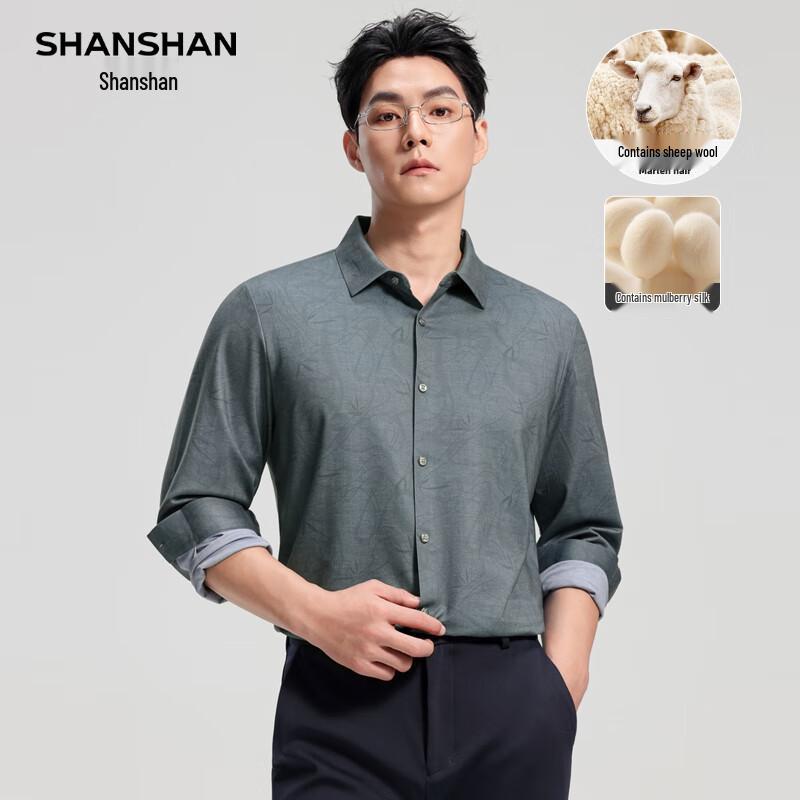 Shanshan Men's Wool & Silk Blend Seamless Long-Sleeve Shirt